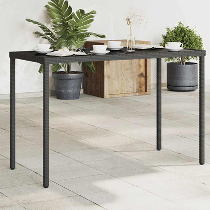 vidaXL Garden Table with Glass Top Black 115x54x74 cm Poly Rattan 1