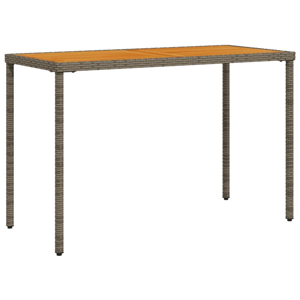 vidaXL Garden Table with Acacia Wood Top Grey 115x54x74 cm Poly Rattan 2