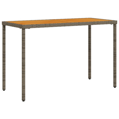 vidaXL Garden Table with Acacia Wood Top Grey 115x54x74 cm Poly Rattan 2
