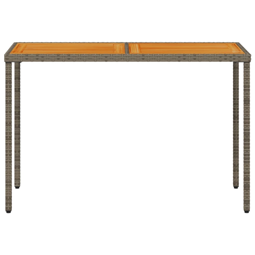 vidaXL Garden Table with Acacia Wood Top Grey 115x54x74 cm Poly Rattan 4