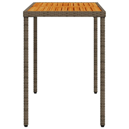 vidaXL Garden Table with Acacia Wood Top Grey 115x54x74 cm Poly Rattan 5