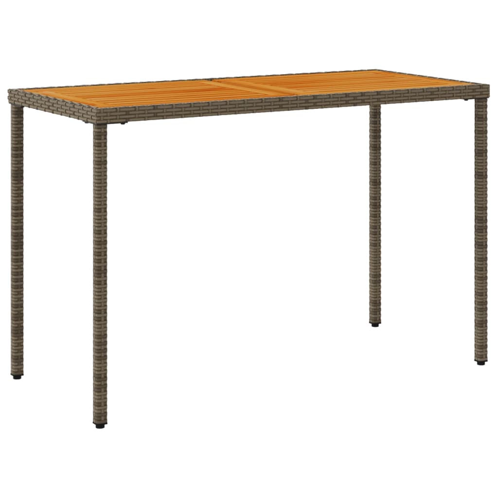 vidaXL Garden Table with Acacia Wood Top Grey 115x54x74 cm Poly Rattan 6