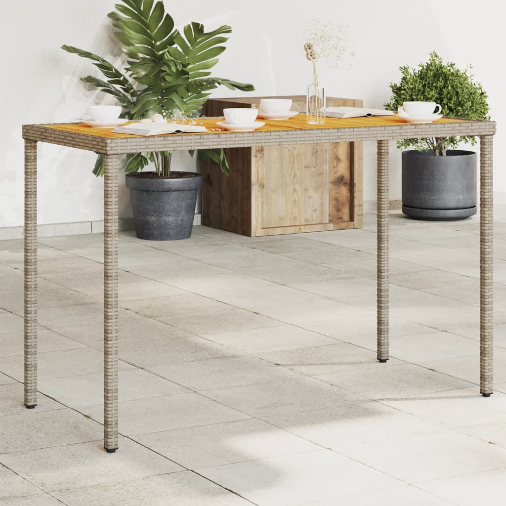 vidaXL Garden Table with Acacia Wood Top Grey 115x54x74 cm Poly Rattan 1