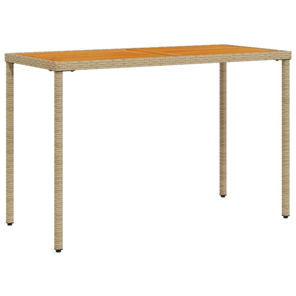 vidaXL Garden Table with Acacia Wood Top Beige 115x54x74 cm Poly Rattan 2