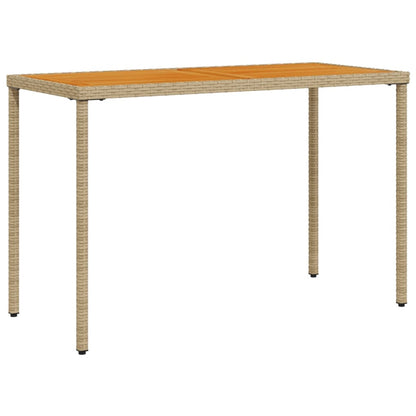 vidaXL Garden Table with Acacia Wood Top Beige 115x54x74 cm Poly Rattan 2