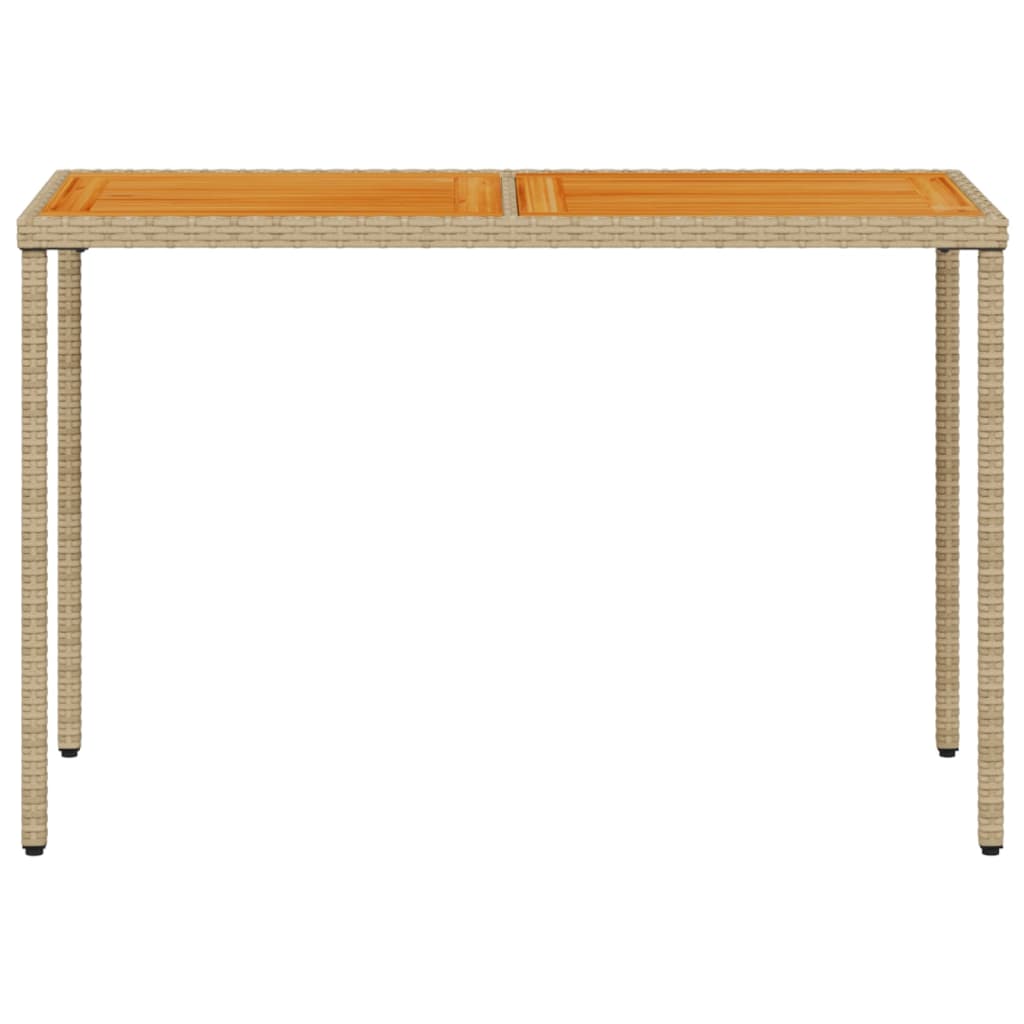 vidaXL Garden Table with Acacia Wood Top Beige 115x54x74 cm Poly Rattan 4
