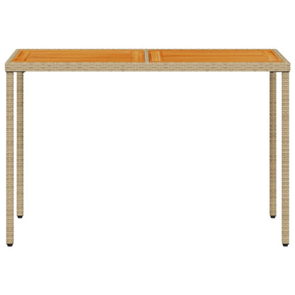 vidaXL Garden Table with Acacia Wood Top Beige 115x54x74 cm Poly Rattan 4