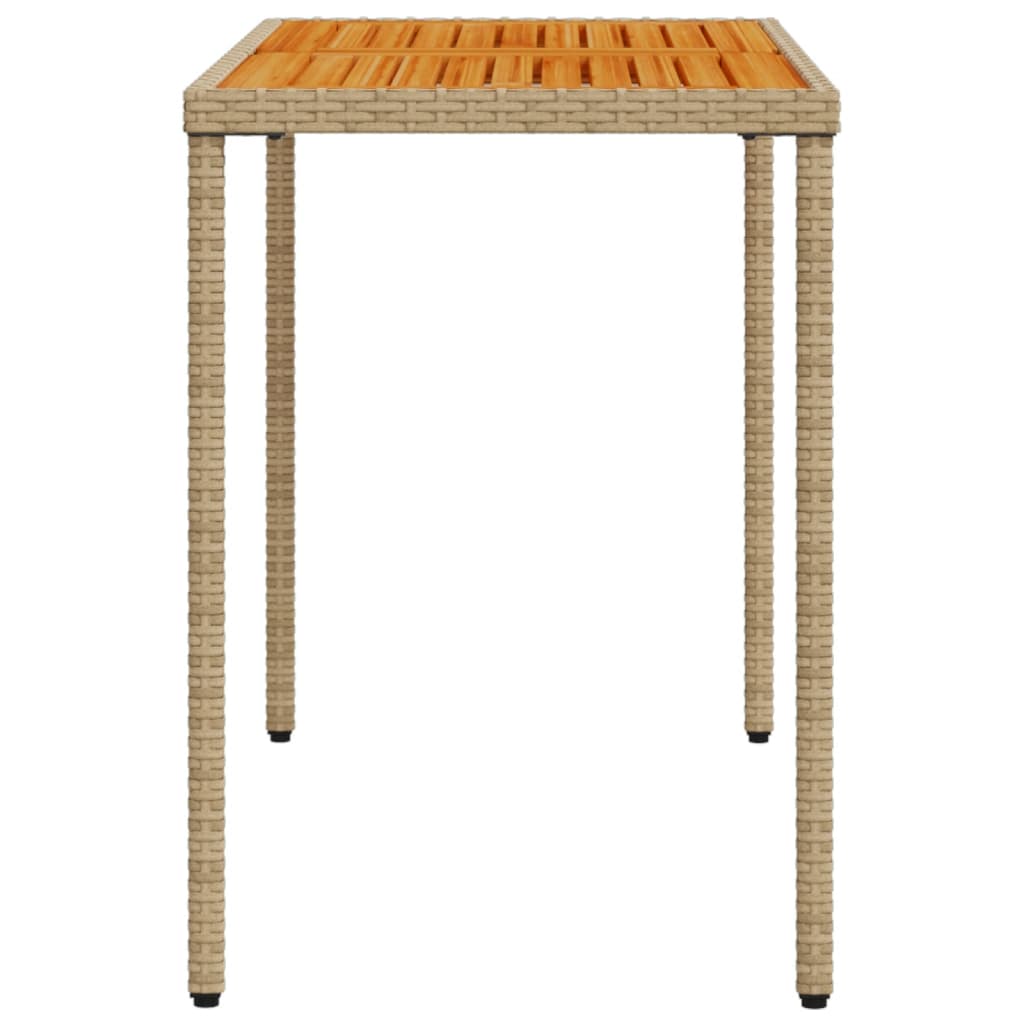 vidaXL Garden Table with Acacia Wood Top Beige 115x54x74 cm Poly Rattan 5