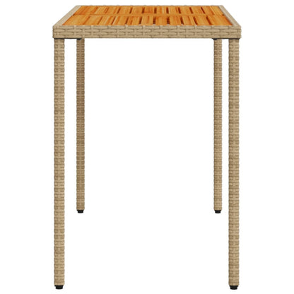 vidaXL Garden Table with Acacia Wood Top Beige 115x54x74 cm Poly Rattan 5
