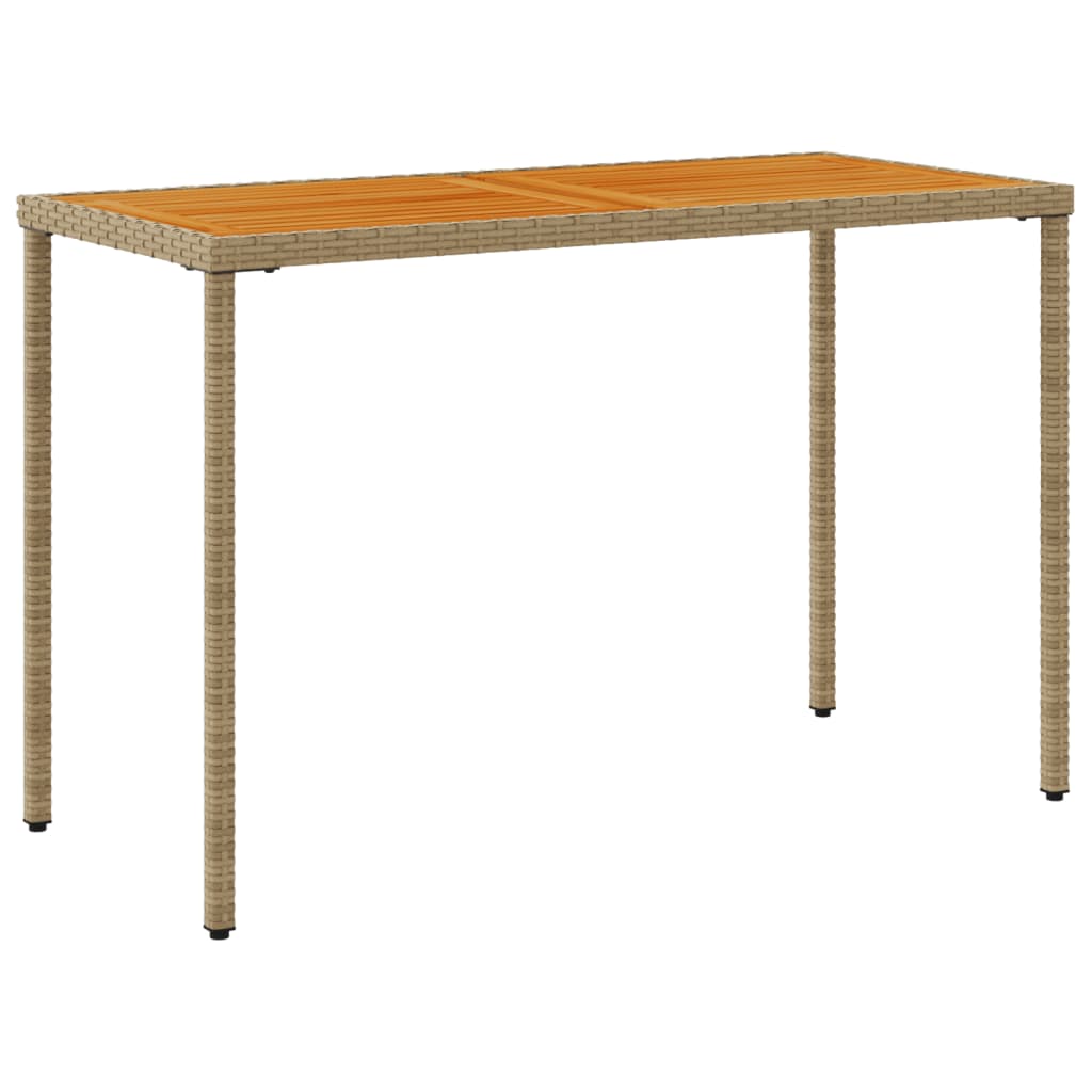 vidaXL Garden Table with Acacia Wood Top Beige 115x54x74 cm Poly Rattan 6