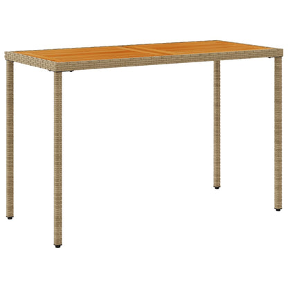 vidaXL Garden Table with Acacia Wood Top Beige 115x54x74 cm Poly Rattan 6