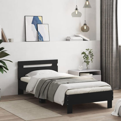 Bed Frame without Mattress with Headboard 75x190 cm Black