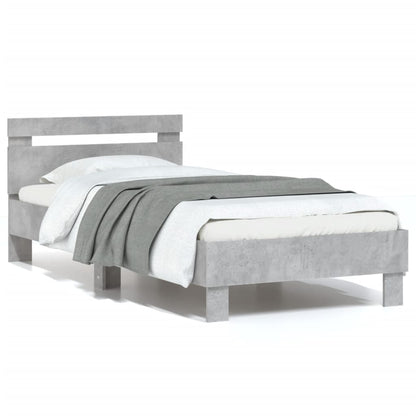 vidaXL Bed Frame without Mattress with Headboard Concrete Grey 75x190 cm Small Single 2