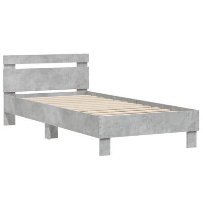 vidaXL Bed Frame without Mattress with Headboard Concrete Grey 75x190 cm Small Single 3