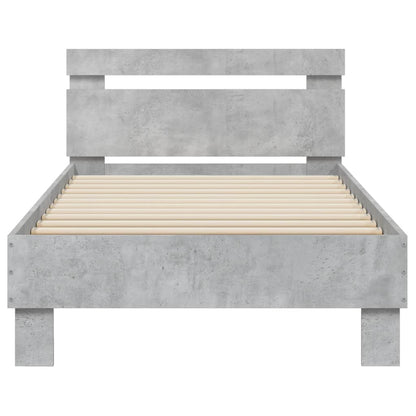 vidaXL Bed Frame without Mattress with Headboard Concrete Grey 75x190 cm Small Single 5