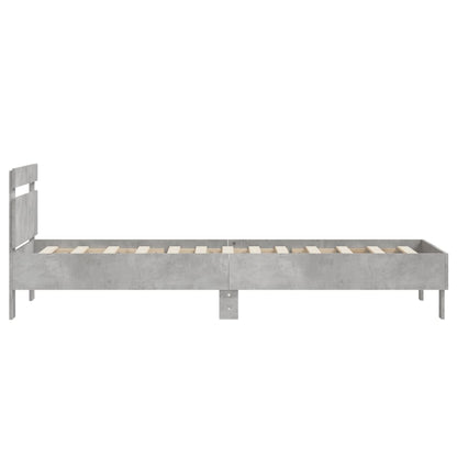 vidaXL Bed Frame without Mattress with Headboard Concrete Grey 75x190 cm Small Single 6