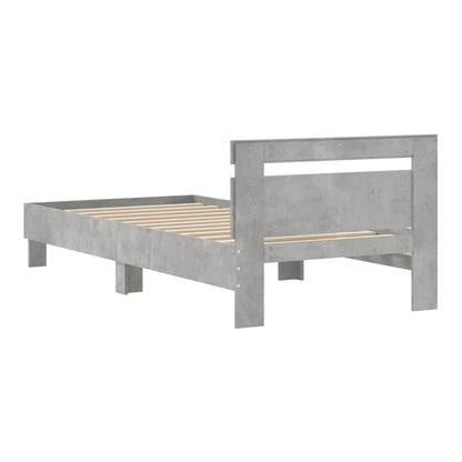 Bed Frame without Mattress with Headboard 75x190 cm Concrete grey