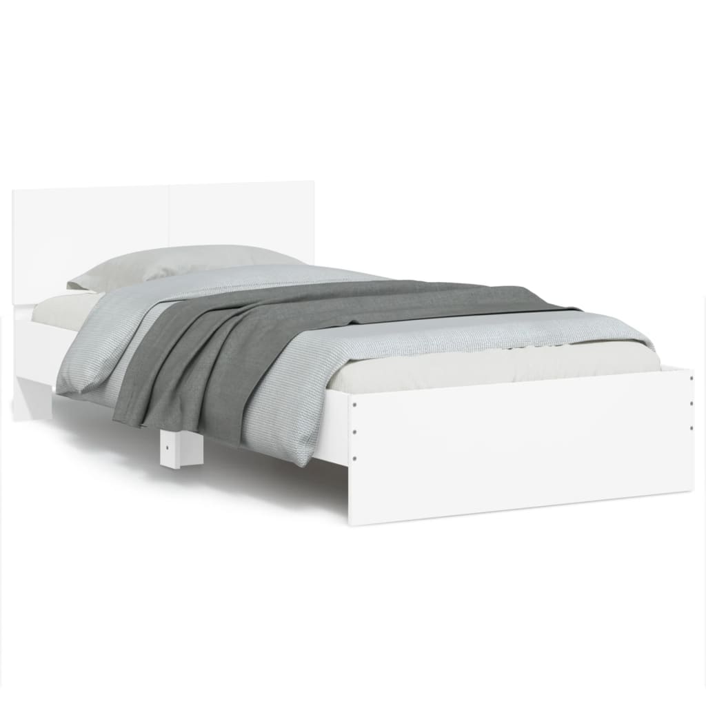vidaXL Bed Frame without Mattress with Headboard White 100x200 cm 2