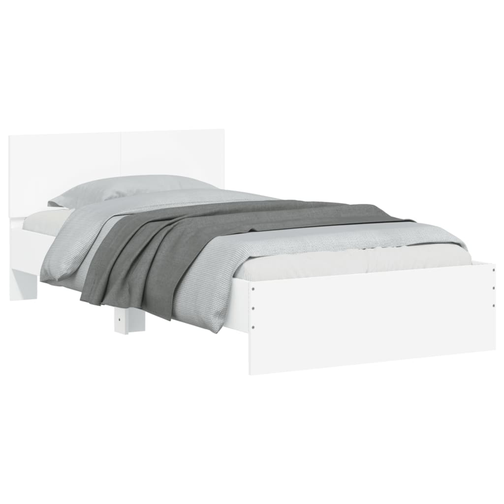 vidaXL Bed Frame without Mattress with Headboard White 100x200 cm 4