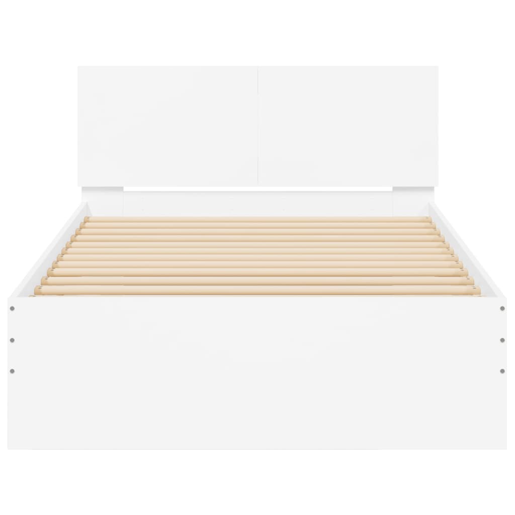 vidaXL Bed Frame without Mattress with Headboard White 100x200 cm 5