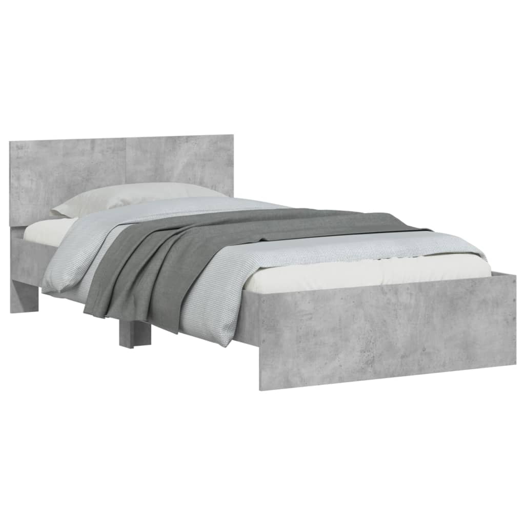 vidaXL Bed Frame without Mattress with Headboard Concrete Grey 100x200 cm 4