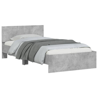 vidaXL Bed Frame without Mattress with Headboard Concrete Grey 100x200 cm 4