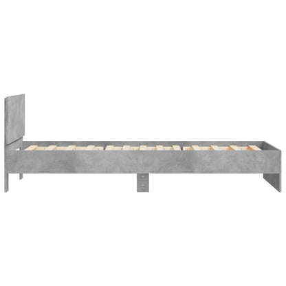 vidaXL Bed Frame without Mattress with Headboard Concrete Grey 100x200 cm 6