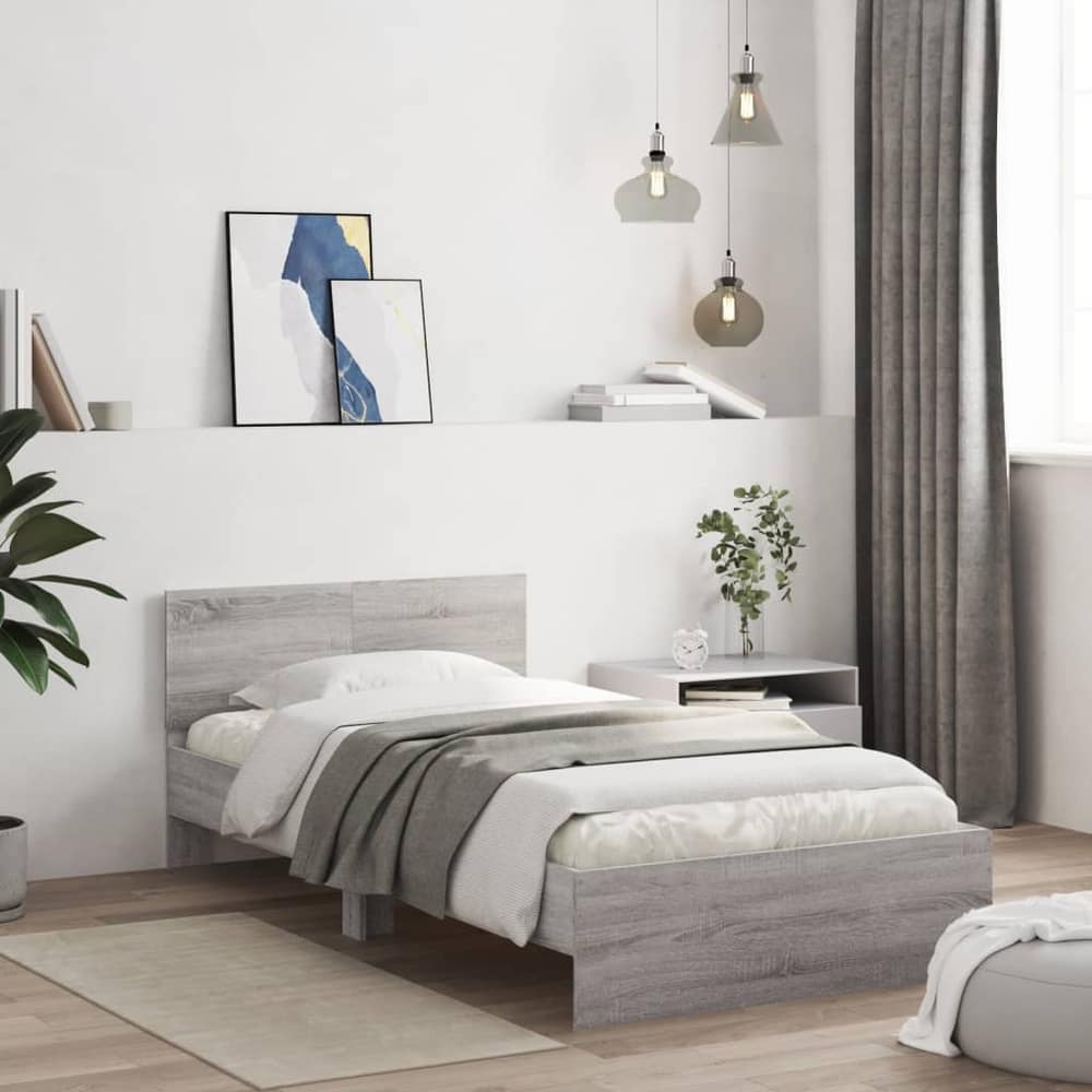 Bed Frame without Mattress Grey Sonoma 100 x 200 cm