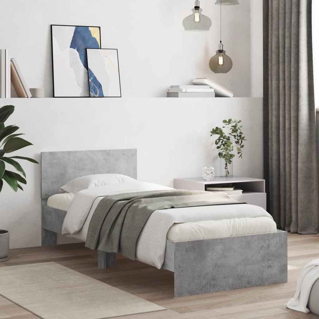 Bed Frame without Mattress Concrete grey 90 x 200 cm