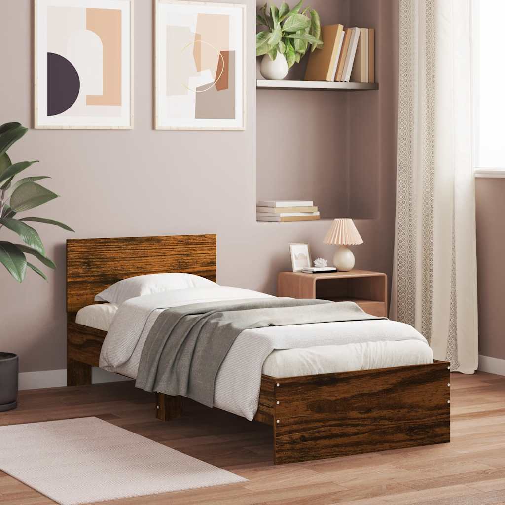 vidaXL Bed Frame without Mattress Smoked oak