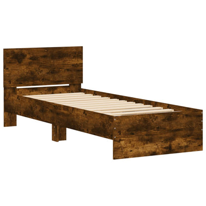 vidaXL Bed Frame without Mattress with Headboard Smoked Oak 90x190 cm Single 3