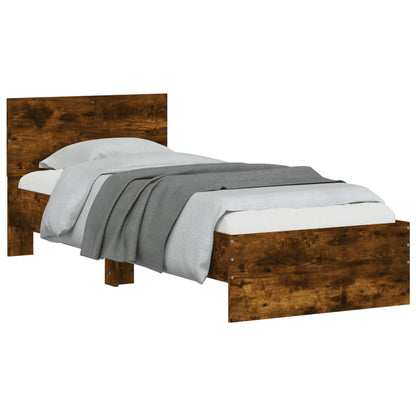 vidaXL Bed Frame without Mattress with Headboard Smoked Oak 90x190 cm Single 4