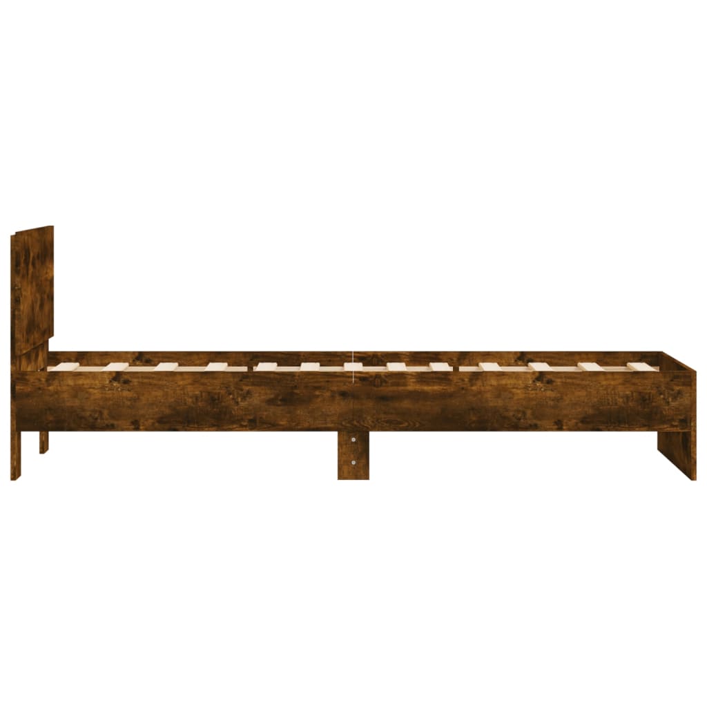 vidaXL Bed Frame without Mattress with Headboard Smoked Oak 90x190 cm Single 6