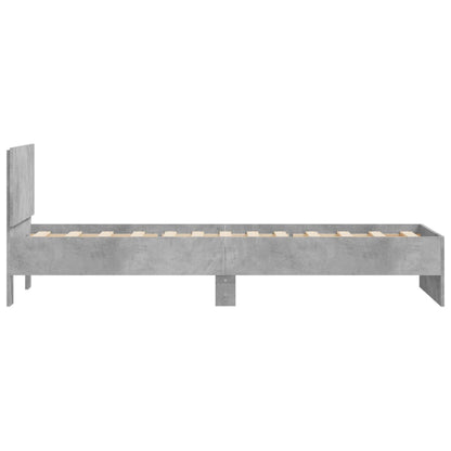 vidaXL Bed Frame with Headboard Concrete Grey 75x190 cm 6