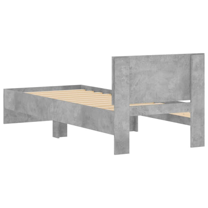 vidaXL Bed Frame with Headboard Concrete Grey 75x190 cm 5