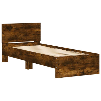 vidaXL Bed Frame without Mattress with Headboard Smoked Oak 75x190 cm Small Single 3