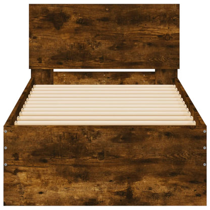 vidaXL Bed Frame without Mattress with Headboard Smoked Oak 75x190 cm Small Single 5