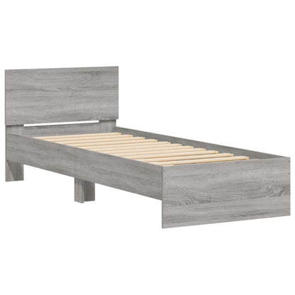 vidaXL Bed Frame without Mattress with Headboard Grey Sonoma 75x190 cm Small Single 3
