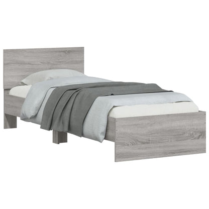 vidaXL Bed Frame without Mattress with Headboard Grey Sonoma 75x190 cm Small Single 4