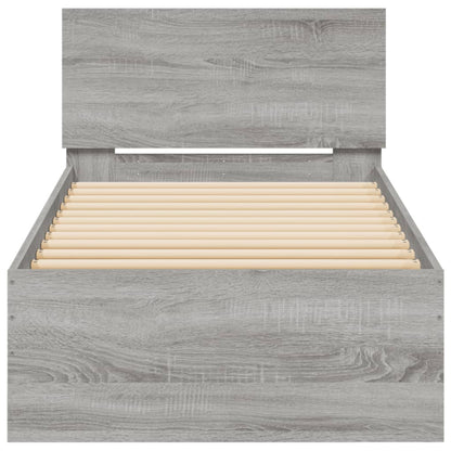 vidaXL Bed Frame without Mattress with Headboard Grey Sonoma 75x190 cm Small Single 5
