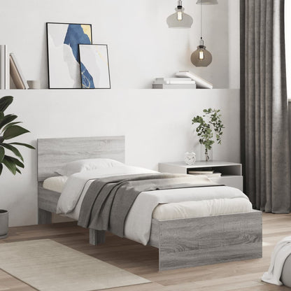 vidaXL Bed Frame without Mattress with Headboard Grey Sonoma 75x190 cm Small Single 1