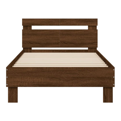 Bed Frame with LED without Mattress Brown Oak 100 x 200 cm