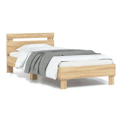 Bed Frame with LED without Mattress Sonoma Oak 90 x 200 cm