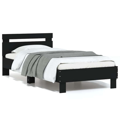 Bed Frame with LED without Mattress Black 75 x 190 cm
