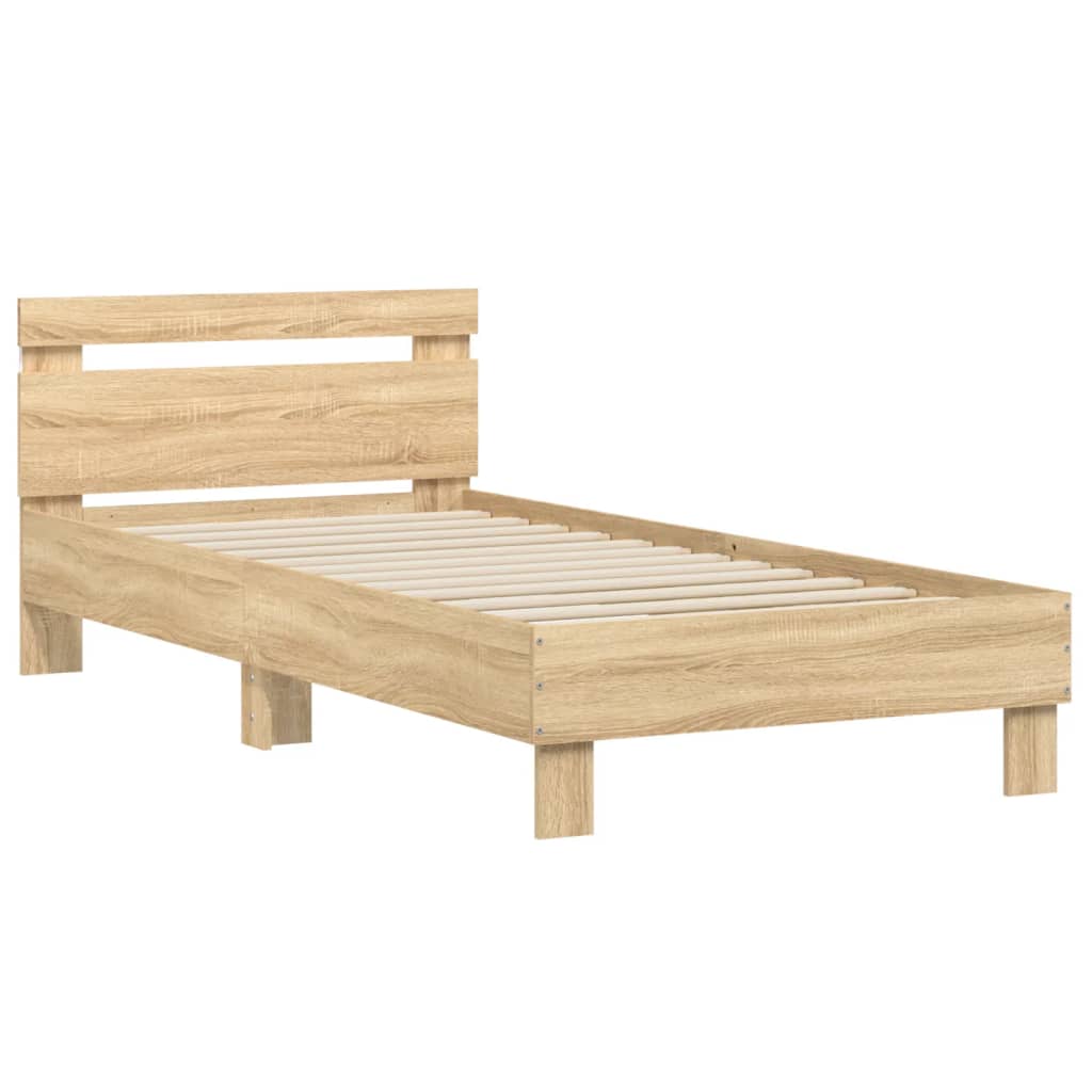 vidaXL Bed Frame without Mattress with LED Lights Sonoma Oak 75x190 cm Small Single 6