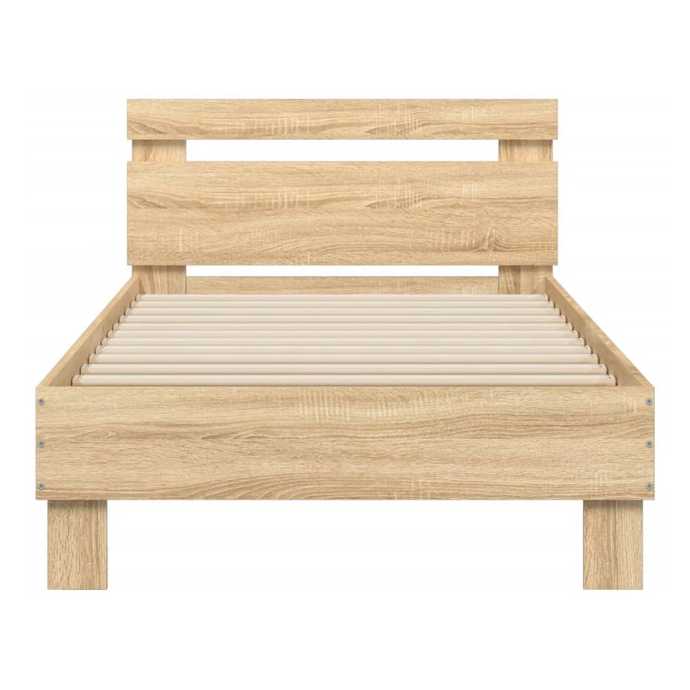 Bed Frame with LED without Mattress Sonoma Oak 75 x 190 cm