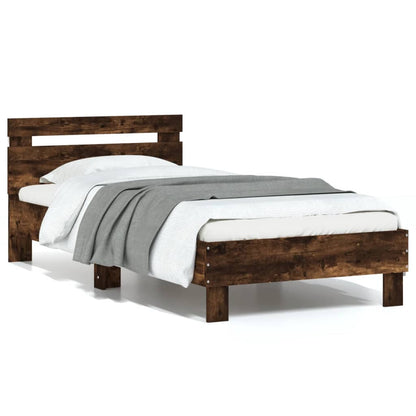 vidaXL Bed Frame without Mattress with LED Lights Smoked Oak 75x190 cm Small Single 1
