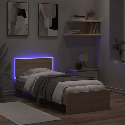 vidaXL Bed Frame without Mattress with LED Lights Sonoma Oak 90x200 cm 4