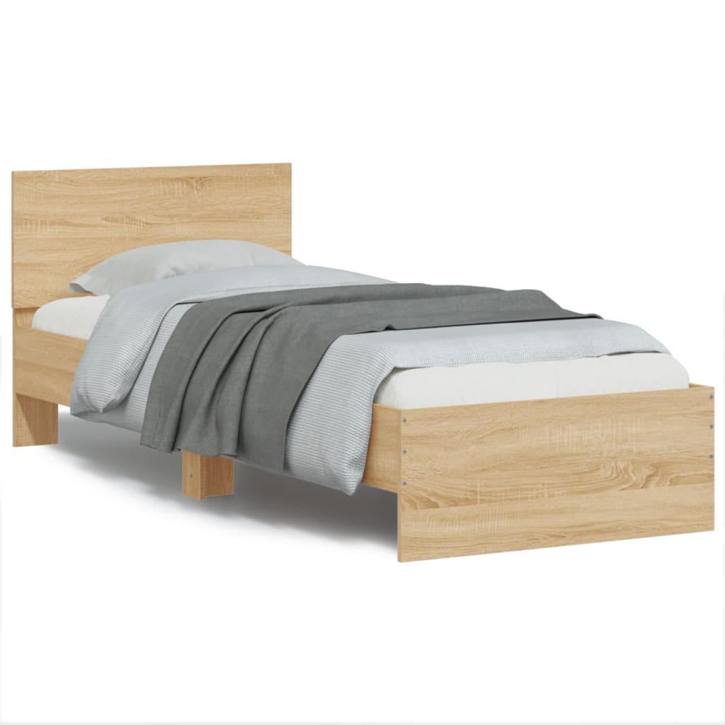 vidaXL Bed Frame without Mattress with LED Lights Sonoma Oak 90x200 cm 1