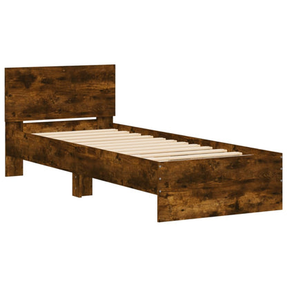 vidaXL Bed Frame without Mattress with LED Lights Smoked Oak 75x190 cm Small Single 3